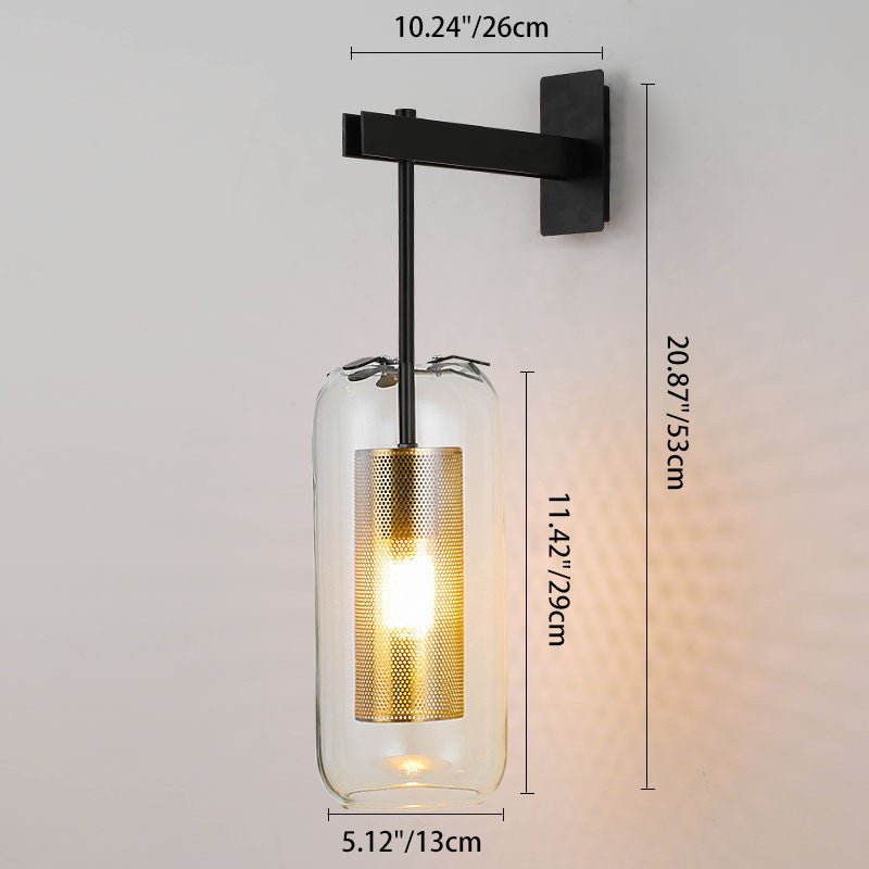 Cylinder Clear Glass Living Wall Lamp