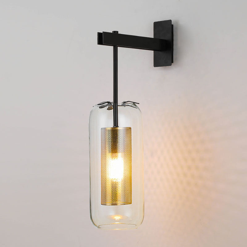 Cylinder Clear Glass Living Wall Lamp