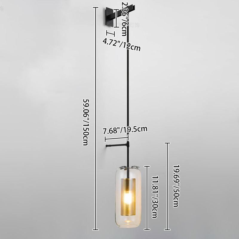 Cylinder Clear Glass Long Wall Lamp