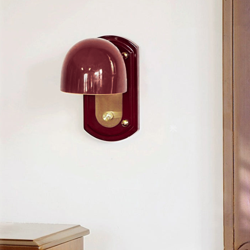 Dome Metal Glass Bedroom Wall Lamp
