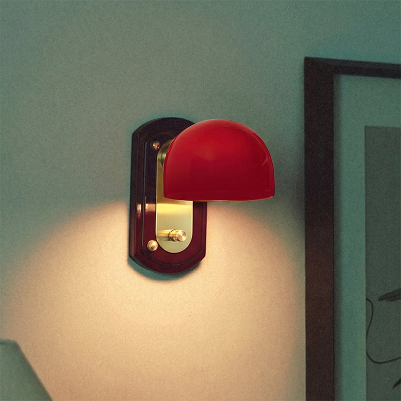Dome Metal Glass Bedroom Wall Lamp