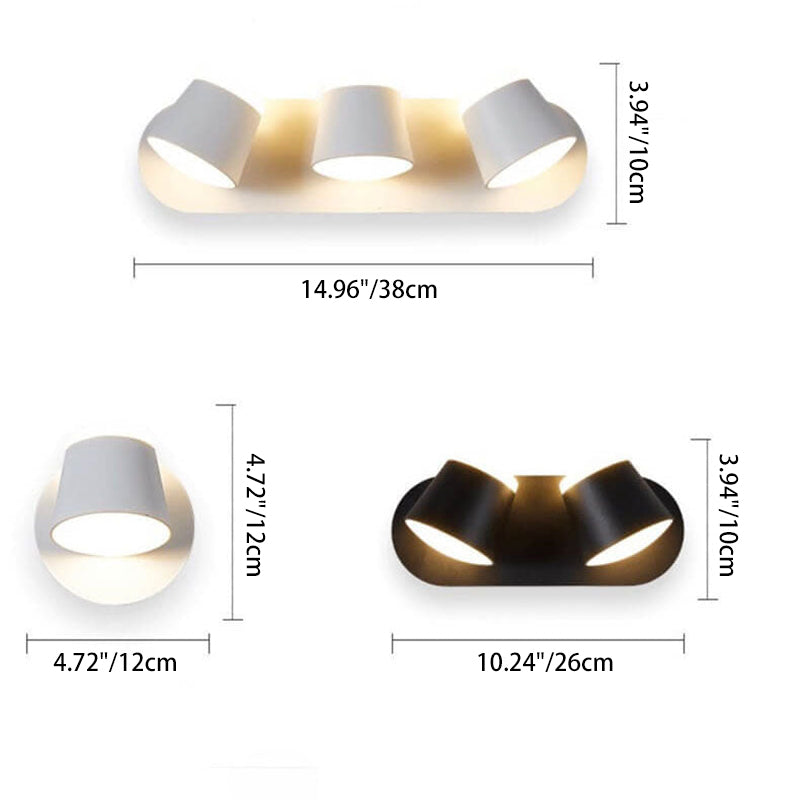 Rotatable Cylinder 1/2/3 2-Light Wall Lamp