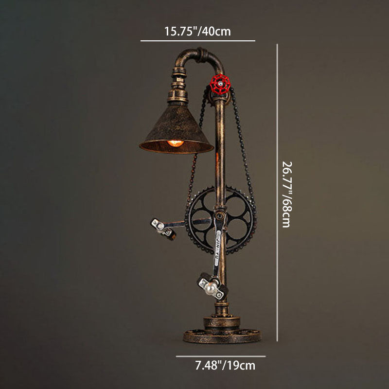 Iron Gear Plumbing Metal Table Lamp