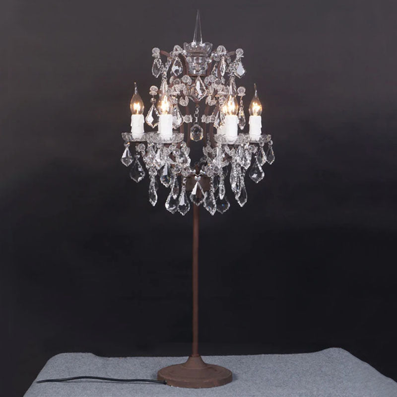 Crystal Candelabra Rust 6-Light Table Lamp