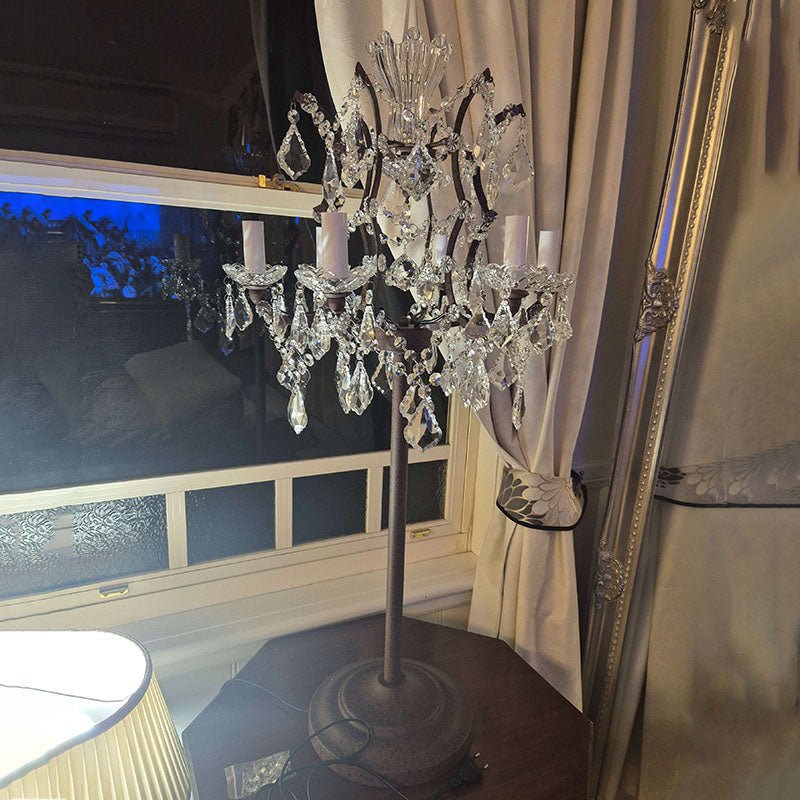 Crystal Candelabra Rust 6-Light Table Lamp