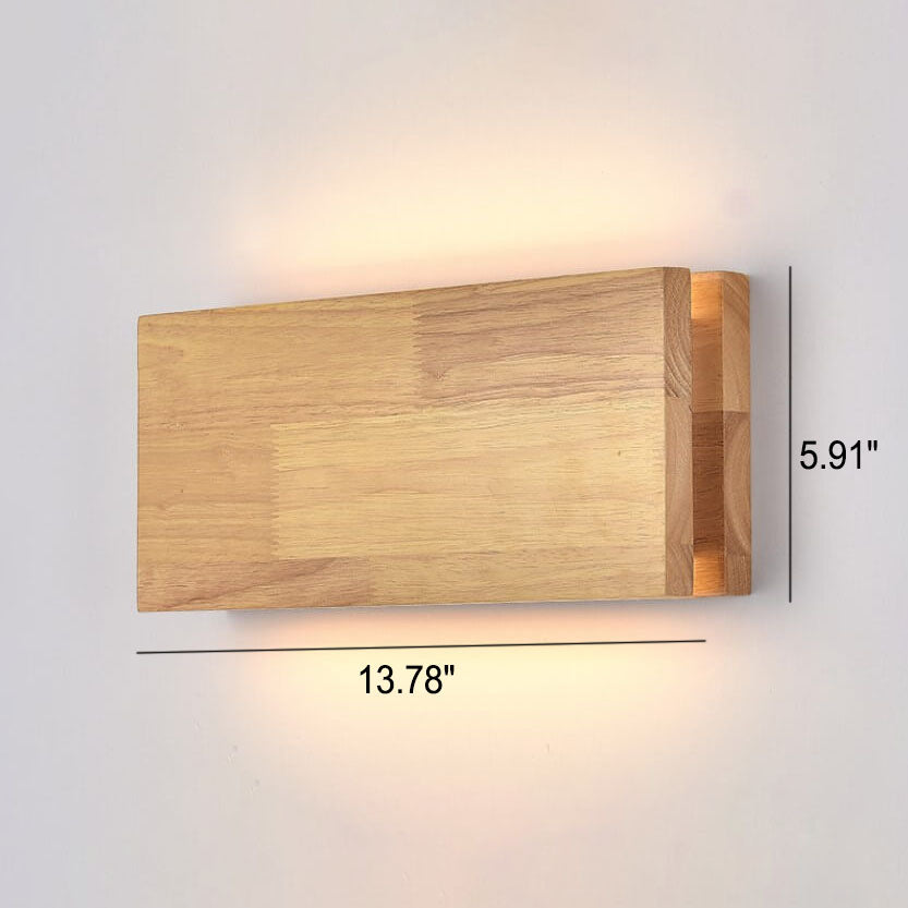 Log Wood Rectangular Wall Lamp