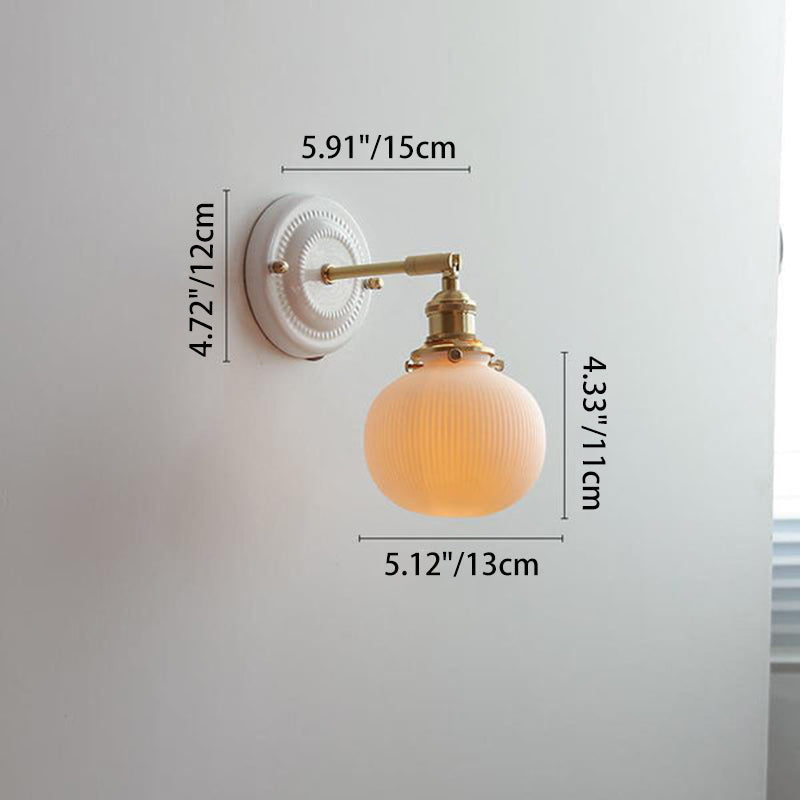 Round Ceramic Brass Living Wall Lamp