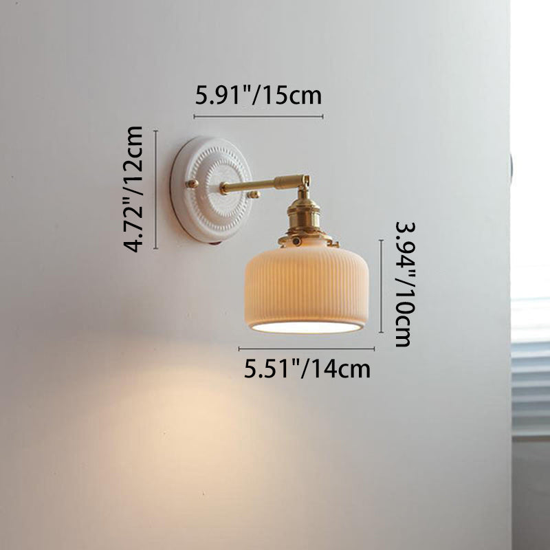 Round Ceramic Brass Living Wall Lamp