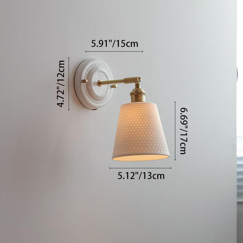 Round Ceramic Brass Living Wall Lamp