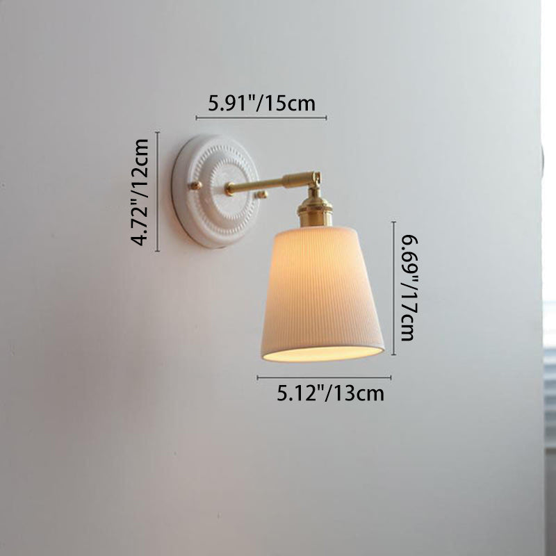 Round Ceramic Brass Living Wall Lamp