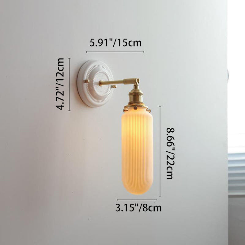Round Ceramic Brass Living Wall Lamp