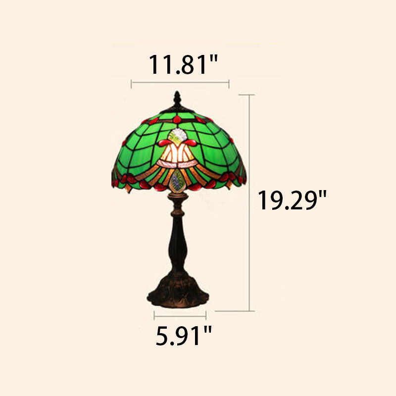 Curved Lucite Beads Stained Table Lamp