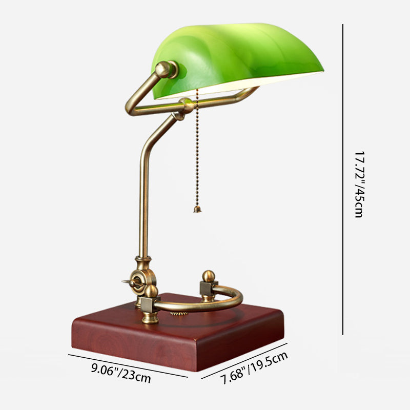 Square Green Glass Solid Table Lamp
