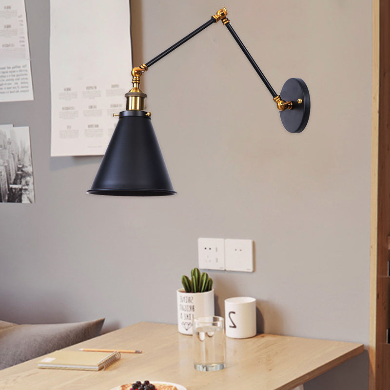 Iron Cone Swing Arm Wall Lamp