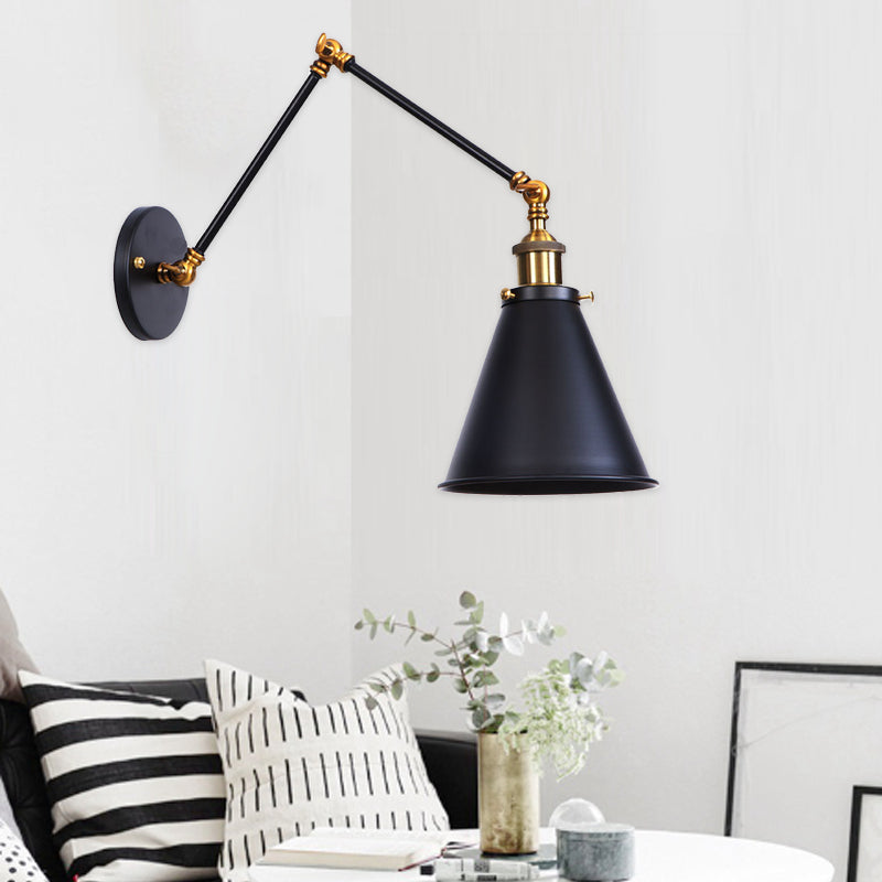 Iron Cone Swing Arm Wall Lamp