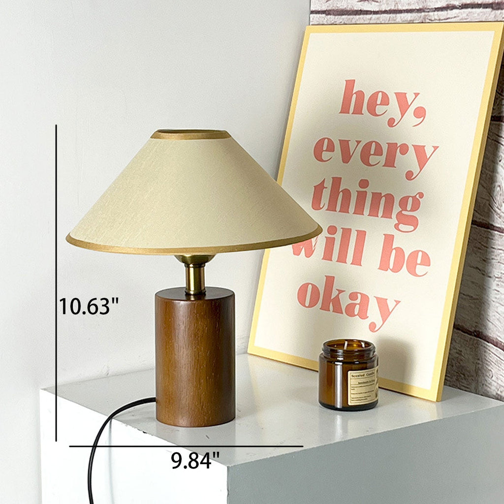 Pleated Cone Fabric Wooden Table Lamp