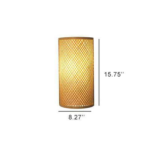 Bamboo Weaving Half Round Wall Lamp
