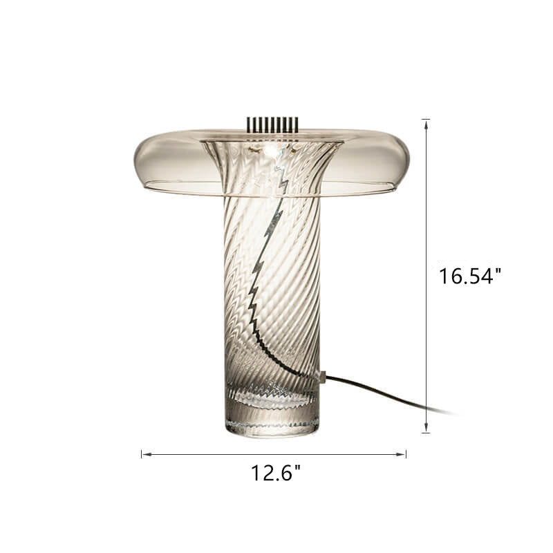 Floral Clear Glass Column Table Lamp