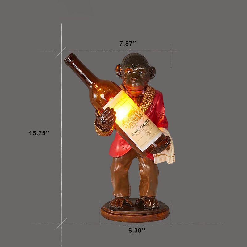 Monkey Resin Wine Bottle Table Lamp