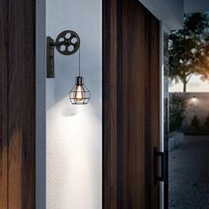 Linear Round Iron Bedroom Wall Lamp