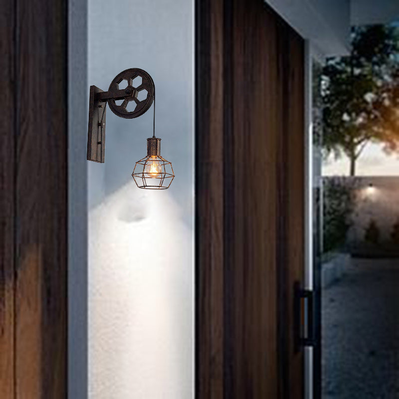Linear Round Iron Bedroom Wall Lamp